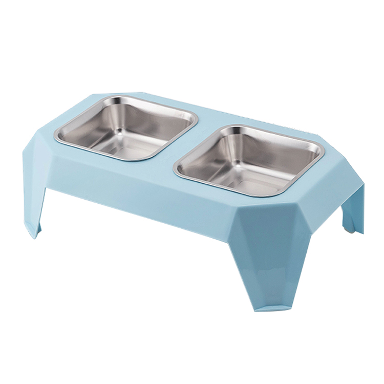 ROADREIGN - New Colors Design Double Stainless Steel Raised Pet Dog Bowl Pet Bowls 4