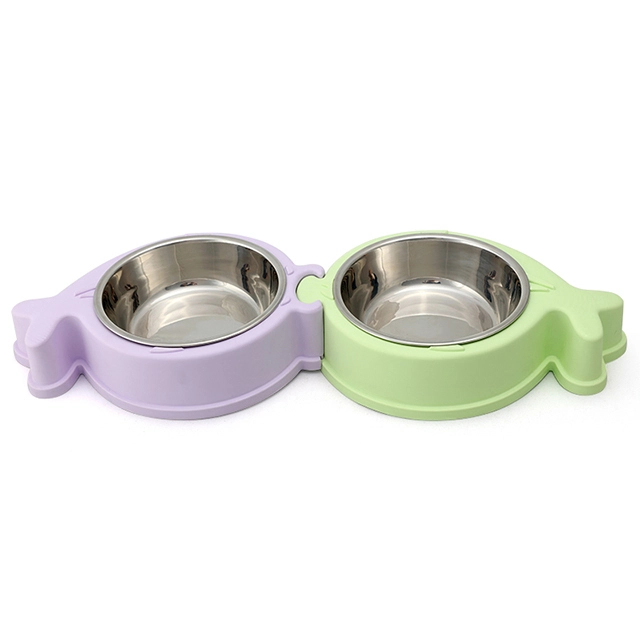 ROADREIGN - Wholesale Hot Selling Plastic Slow Feeder Dog Bowl , Double Stainless Steel Pet Bowl Pet Bowls 1