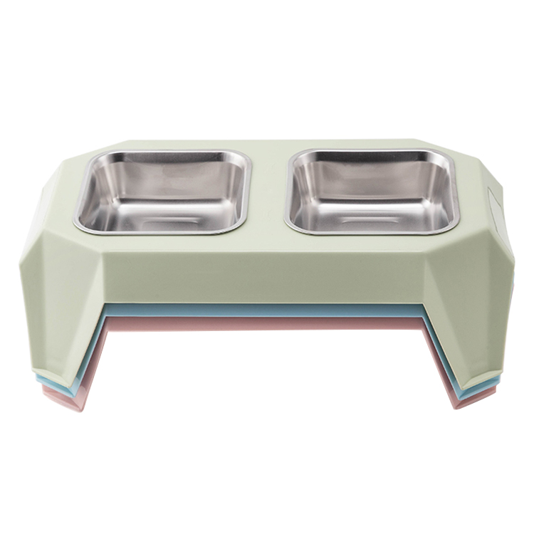 ROADREIGN - New Colors Design Double Stainless Steel Raised Pet Dog Bowl Pet Bowls 6