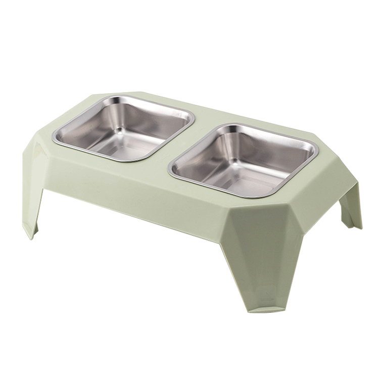 ROADREIGN - New Colors Design Double Stainless Steel Raised Pet Dog Bowl Pet Bowls 5