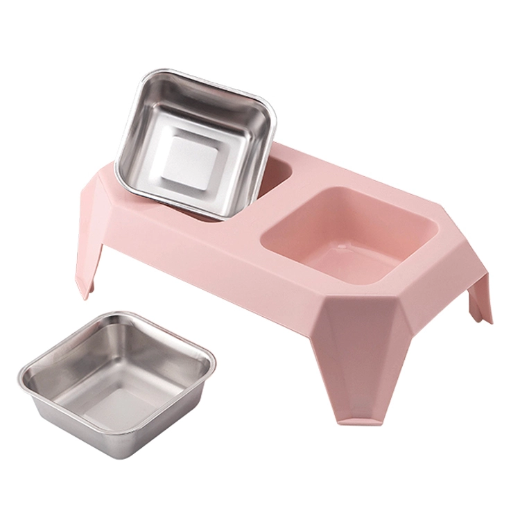 ROADREIGN - New Colors Design Double Stainless Steel Raised Pet Dog Bowl Pet Bowls 1