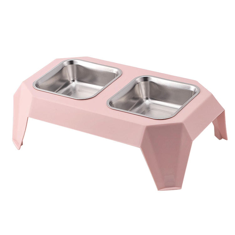 ROADREIGN - New Colors Design Double Stainless Steel Raised Pet Dog Bowl Pet Bowls 2