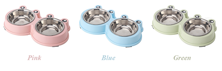 ROADREIGN - Wholesale Frog Shaped Double Stainless Steel Dog Bowl Pet Bowls 11