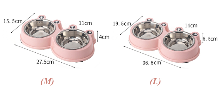 ROADREIGN - Wholesale Frog Shaped Double Stainless Steel Dog Bowl Pet Bowls 12