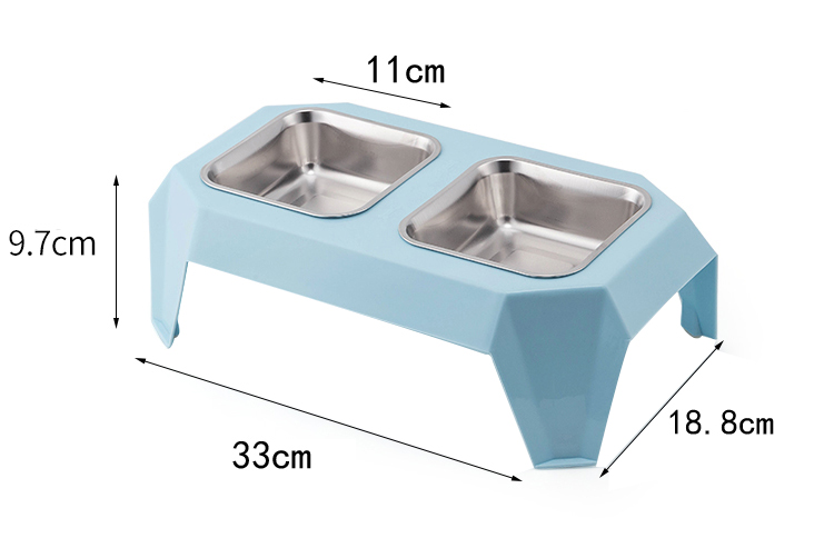 ROADREIGN - New Colors Design Double Stainless Steel Raised Pet Dog Bowl Pet Bowls 12