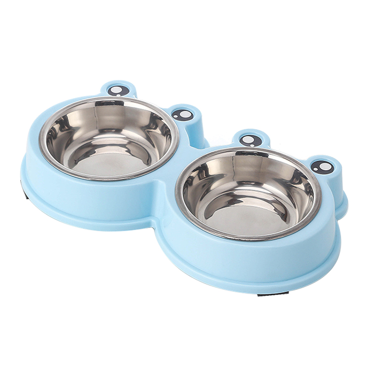 ROADREIGN - Wholesale Frog Shaped Double Stainless Steel Dog Bowl Pet Bowls 7
