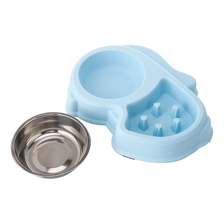 ROADREIGN - Wholesale Plastic Slow Feeder Dog Bowl , Double Stainless Steel Pet Bowl Pet Bowls 1