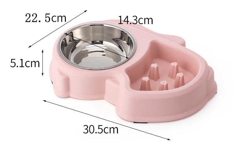 ROADREIGN - Wholesale Plastic Slow Feeder Dog Bowl , Double Stainless Steel Pet Bowl Pet Bowls 12