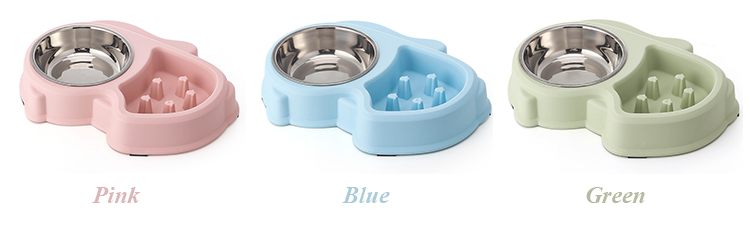 ROADREIGN - Wholesale Plastic Slow Feeder Dog Bowl , Double Stainless Steel Pet Bowl Pet Bowls 11