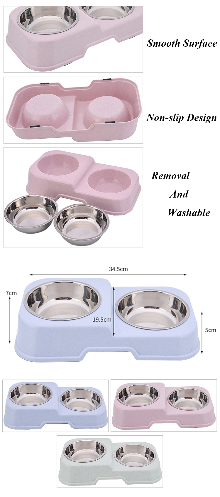 ROADREIGN - Wholesale Non-slip Double Stainless Steel Dog Bowl Pet Bowls 9