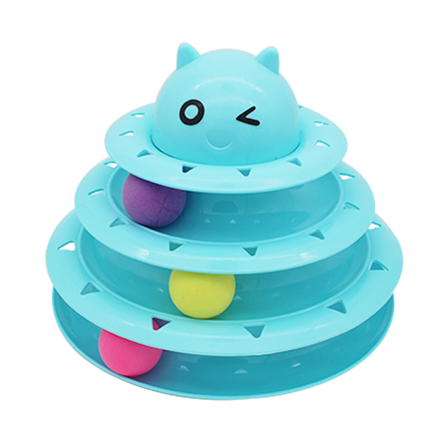 ROADREIGN - Kattenspeelgoed Roller Kattenspeelgoed 3 Niveaus Torens Rails Roller met Drie Kleurrijke Ballen Interactief Leuk Puzzelspeelgoed voor Kittens Huisdierspeelgoed 7