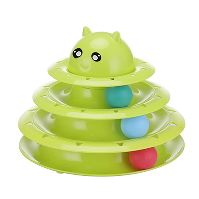 ROADREIGN - Kattenspeelgoed Roller Kattenspeelgoed 3 Niveaus Torens Rails Roller met Drie Kleurrijke Ballen Interactief Leuk Puzzelspeelgoed voor Kittens Huisdierspeelgoed 3