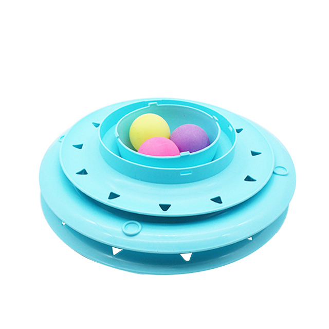 ROADREIGN - Kattenspeelgoed Roller Kattenspeelgoed 3 Niveaus Torens Rails Roller met Drie Kleurrijke Ballen Interactief Leuk Puzzelspeelgoed voor Kittens Huisdierspeelgoed 2