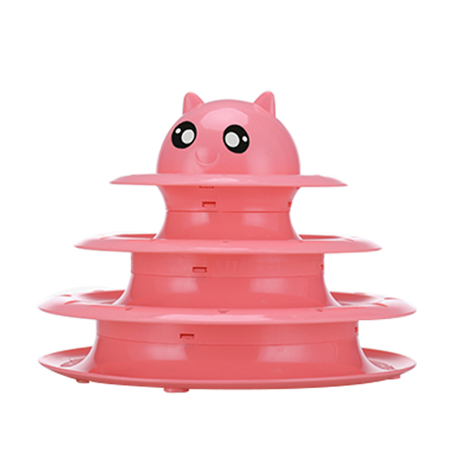 ROADREIGN - Kattenspeelgoed Roller Kattenspeelgoed 3 Niveaus Torens Rails Roller met Drie Kleurrijke Ballen Interactief Leuk Puzzelspeelgoed voor Kittens Huisdierspeelgoed 6