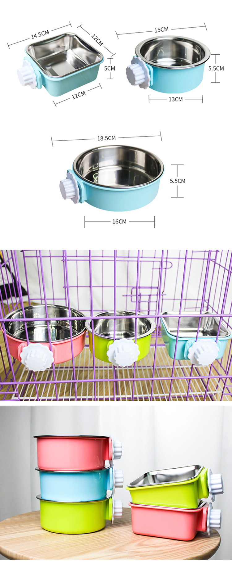 ROADREIGN - Custom Manufacture Round Stainless Steel Hanging Dog Food Bowl Pet Bowls 11