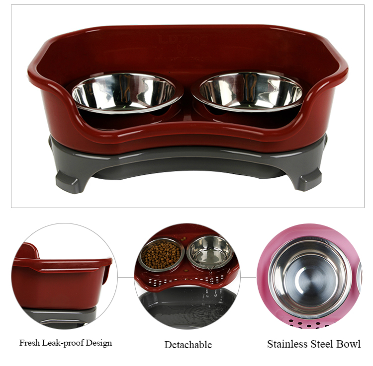 Stainless Steel Dog Bowls With Mess Proof Pet Feeder