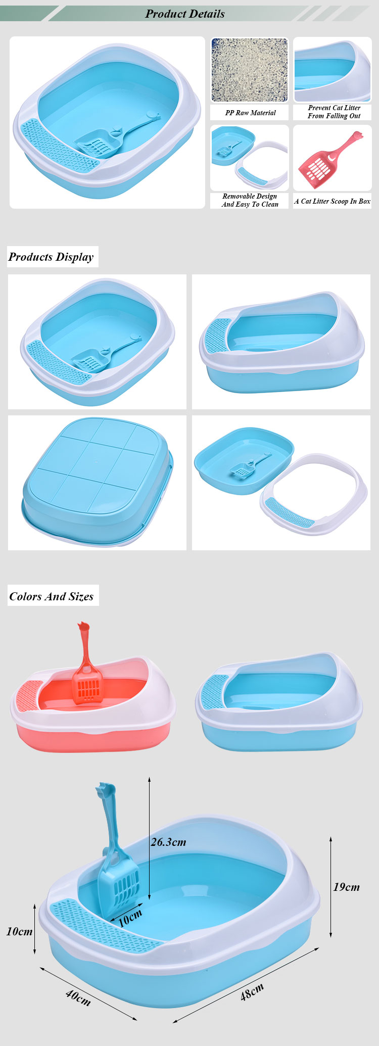 ROADREIGN - Amazon Hot Selling Plastic Cat Litter Box, Wholesale Cat Toilet Pet Toilets 9