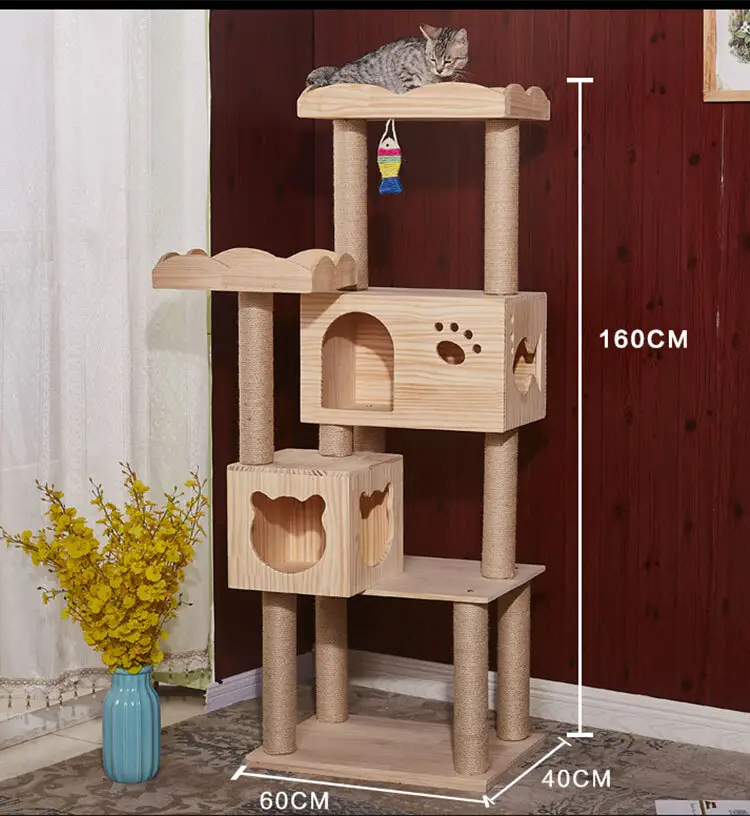Cat Climbing Tree Toy - Scratch Resistant Sisal Post with Pet House Tower 5