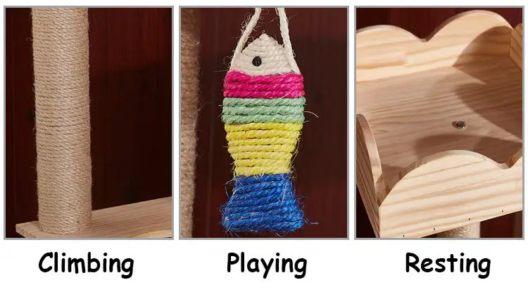 Cat Climbing Tree Toy - Scratch Resistant Sisal Post with Pet House Tower 4