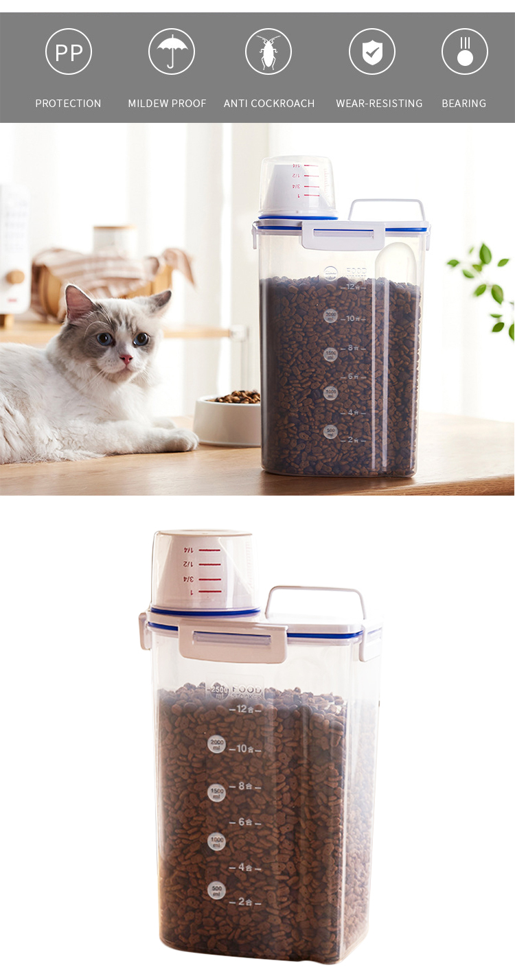 ROADREIGN - Pet Cat Food Barrel Sealed Container Moisture-Proof Plastic Dog Food Storage Bucket Pet Bowls 10