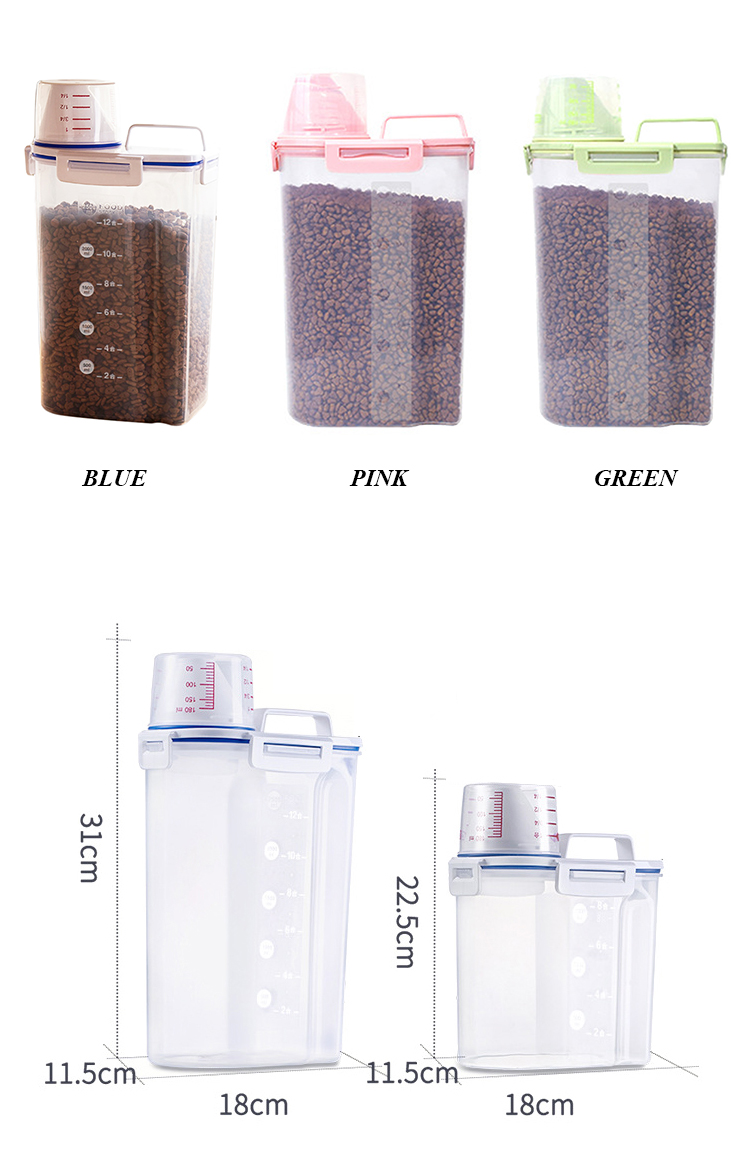 ROADREIGN - Pet Cat Food Barrel Sealed Container Moisture-Proof Plastic Dog Food Storage Bucket Pet Bowls 12