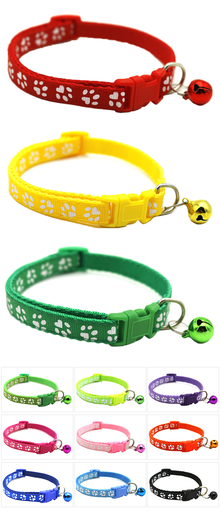 ROADREIGN - Custom Colors PVC Adjustable Dog Collars With Bell Pet Collars&Leashes 9