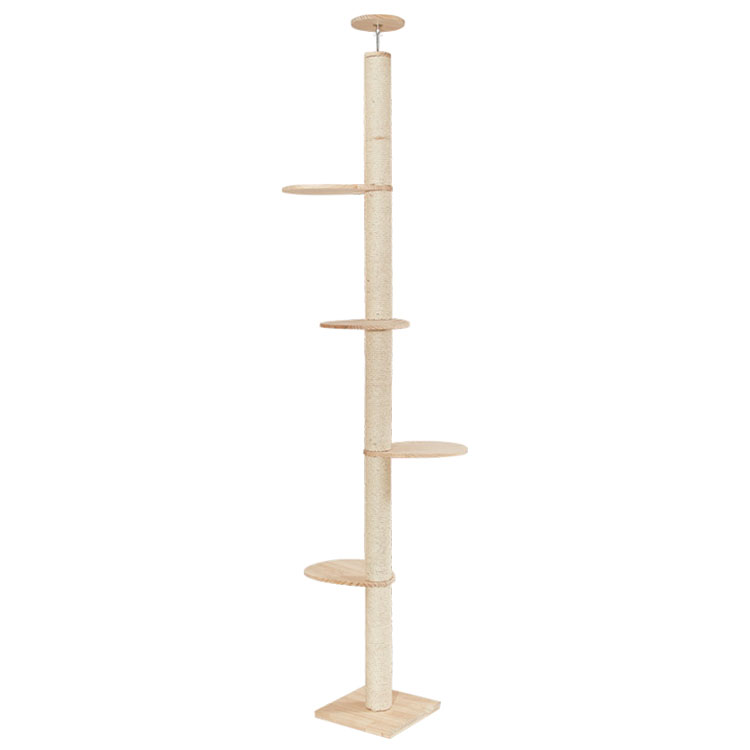 ROADREIGN - Custom Wooden Cat Post Tree High Quality Sisal Grabbing Post Pet Toys 1