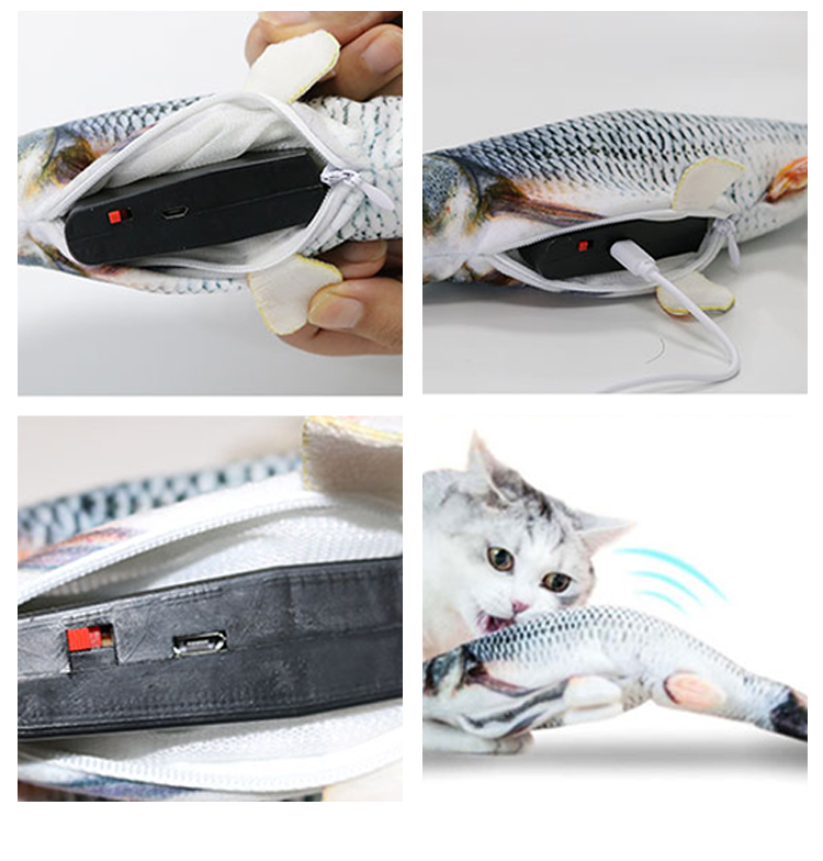 ROADREIGN - Usb Electric Moving Catnip Dancing Fish Cat Toy Cat Interactive Fish Toy Pet Toys 3