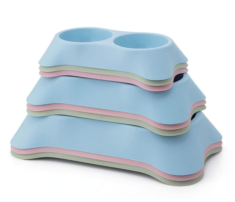 Double Plastic Dog Bowls Wholesale Pet Cat Feeder Bowls