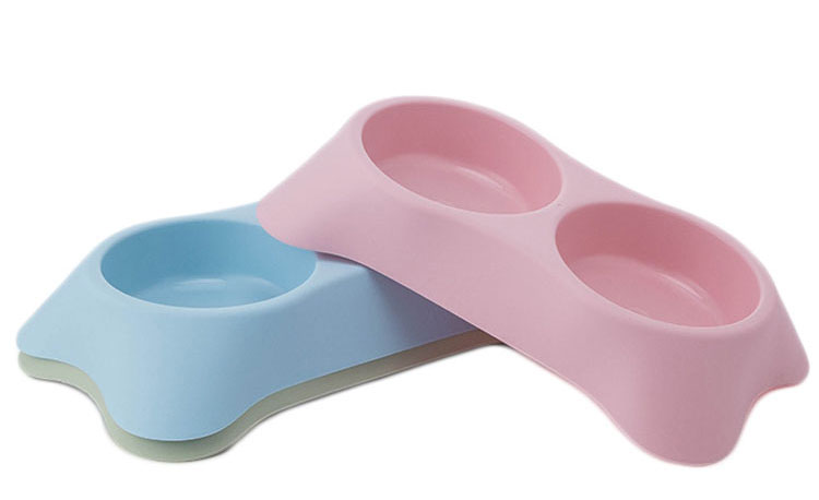 Double Plastic Dog Bowls Wholesale Pet Cat Feeder Bowls