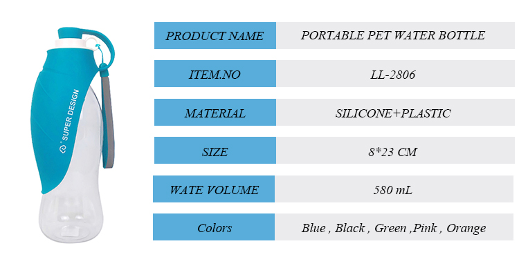 ROADREIGN - New Design Silicone Folding 480mL Plastic Pet Portable Dog Water Bottle Pet Drinking 11