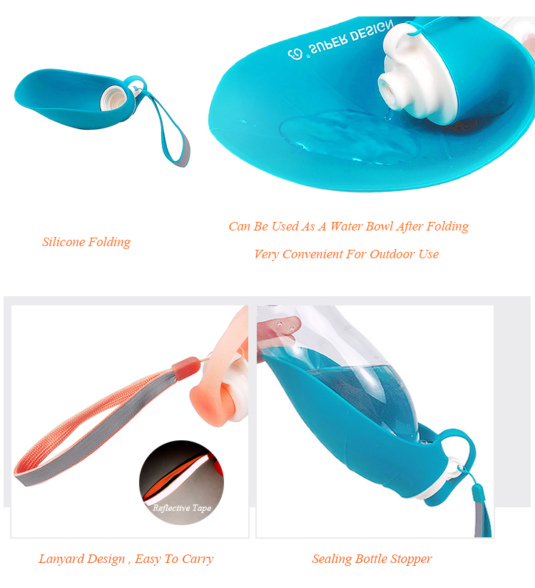 ROADREIGN - New Design Silicone Folding 480mL Plastic Pet Portable Dog Water Bottle Pet Drinking 10