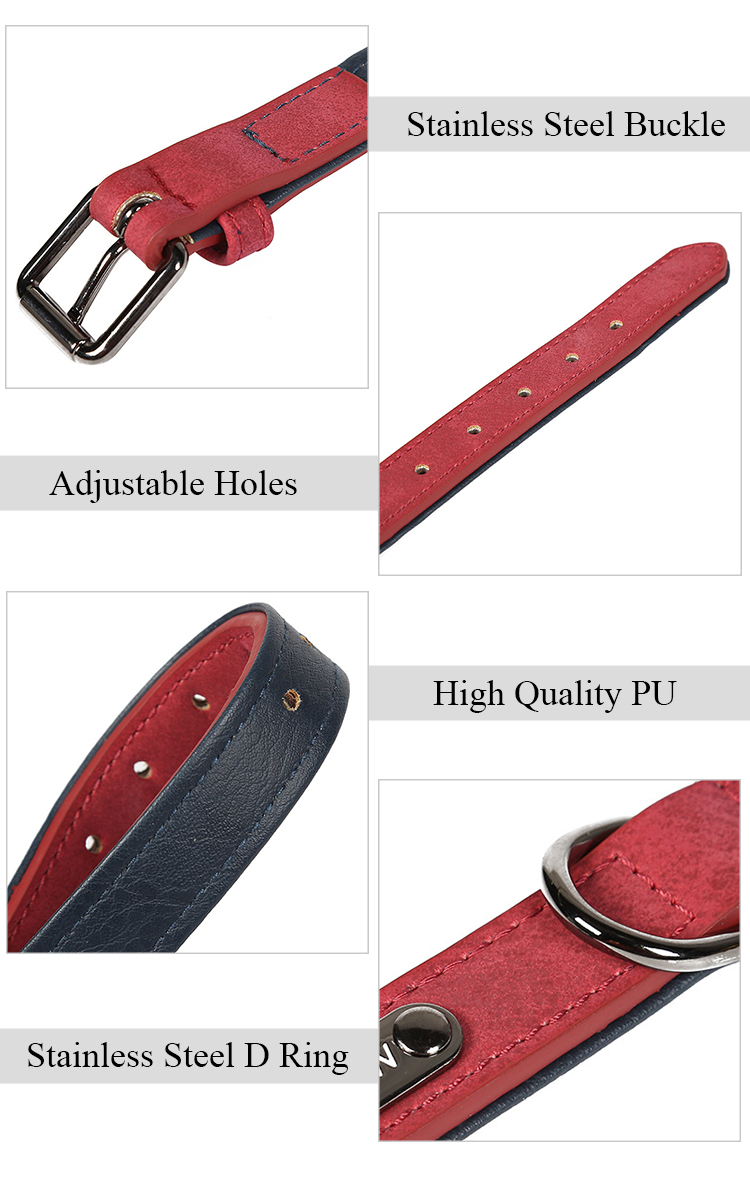 ROADREIGN - Hot Sales Custom Design Adjustable Luxury PU Leather Dog Collar Pet Collars&Leashes 9