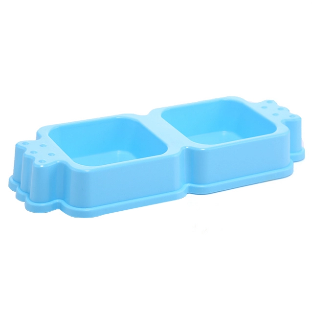 ROADREIGN - Double Plastic Pet Bowl Dog Food And Water Feeder Bowl Pet Bowls 1