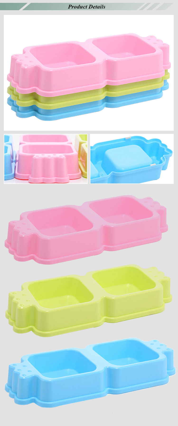 Double Plastic Pet Bowl Dog Food And Water Feeder Bowl