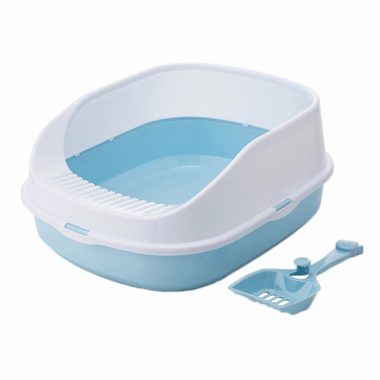 ROADREIGN - Big Space Semi Enclosed Cat Sand Toilet Plastic Cat Litter Box With Scoop Pet Toilets 1