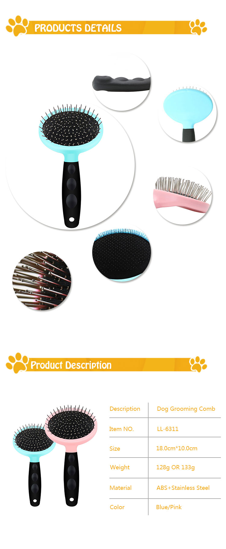 ROADREIGN - Factory Price Wholesale Stainless Steel Dog Grooming Comb Pet Brushes 9