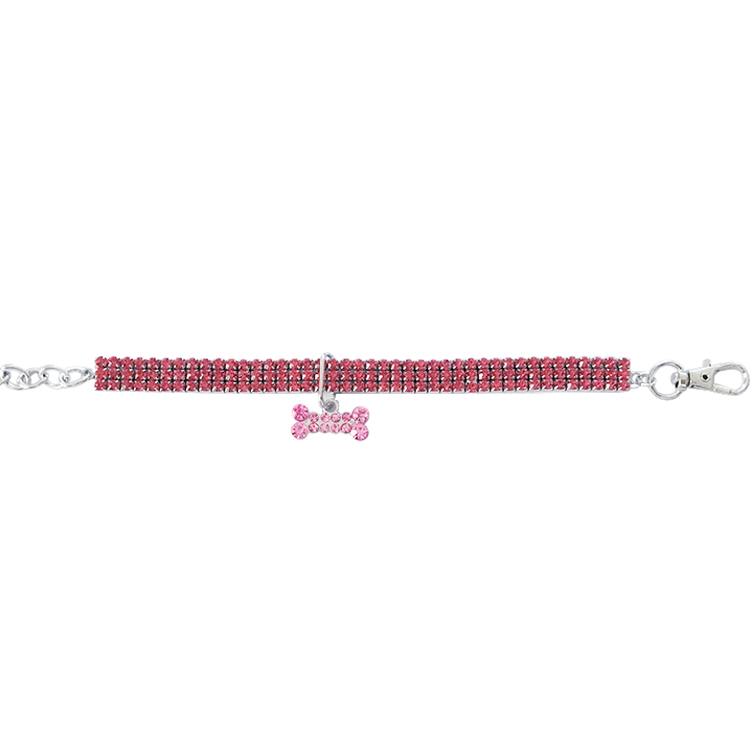 ROADREIGN - Luxe hondenhalsband met strasssteentjes - Lichtgewicht en comfortabele halsband met botvormige hanger, verstelbare glinsterende halsband voor kleine honden en katten 8