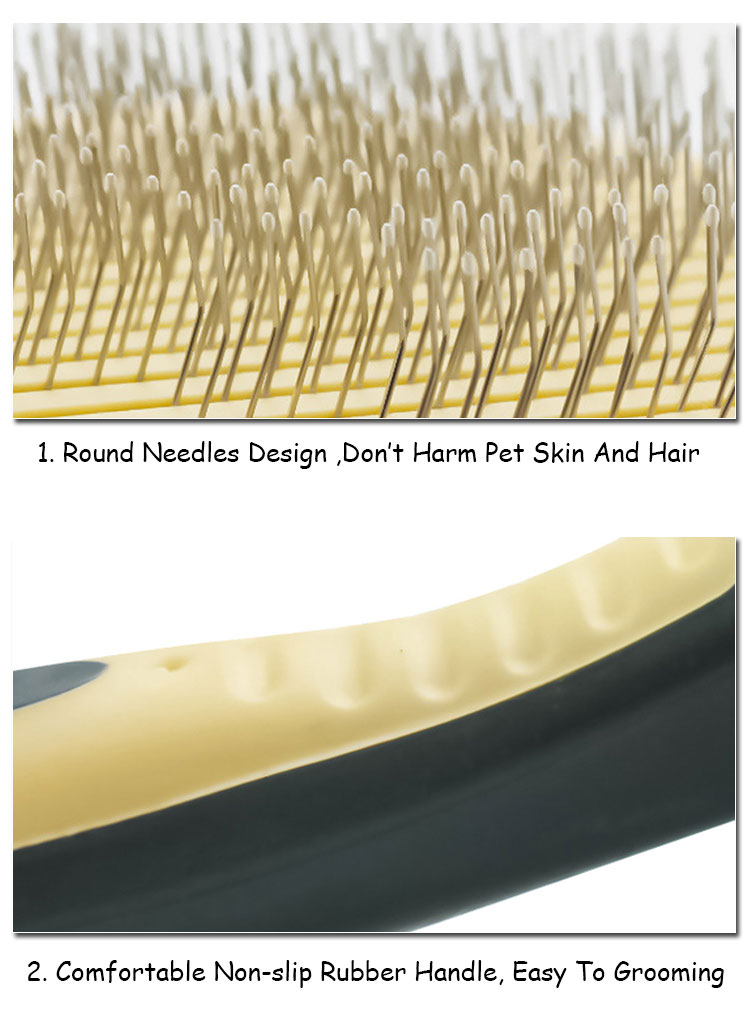 Pet Grooming Comb Custom Design Self Cleaning Dog Massage Brush , Cat Hair Removal Comb