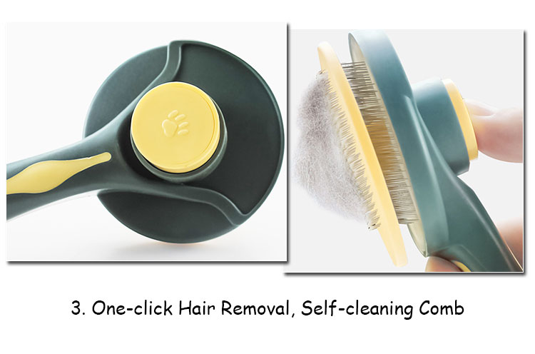 Pet Grooming Comb Custom Design Self Cleaning Dog Massage Brush , Cat Hair Removal Comb