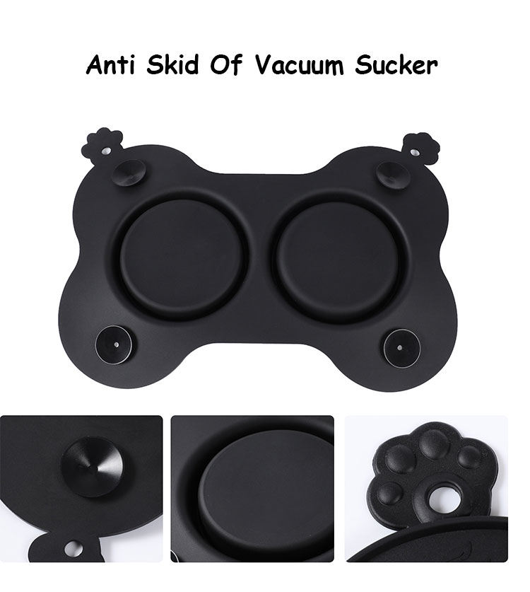 Double Silicone Dog Food Bowls Foldable Slow Feeder Pet Water Bowl