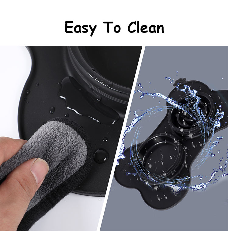 Double Silicone Dog Food Bowls Foldable Slow Feeder Pet Water Bowl