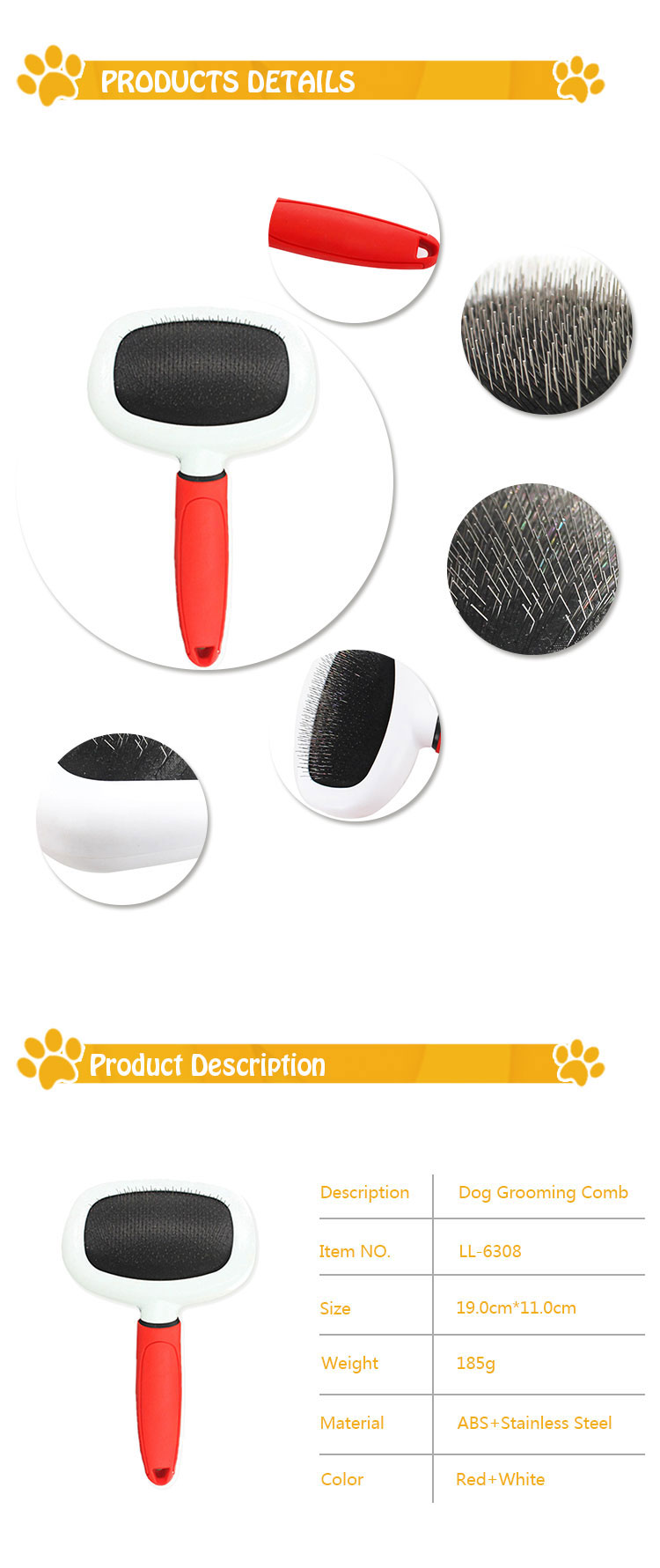 ROADREIGN - Factory Price Wholesale Plastic Stainless Steel Dog Grooming Comb Pet Brushes 9