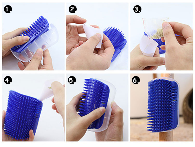 ROADREIGN - Cat Rubbing Hair Brush Soft Hair Pet Grooming Itching Brush Cats Massage Comb With Catnip Pet Grooming 10