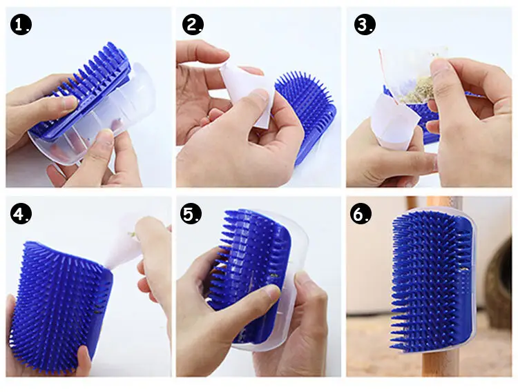 High-End Cat Rubbing Hair Brush with Soft Bristles - Pet Grooming Massage Comb with Catnip 5