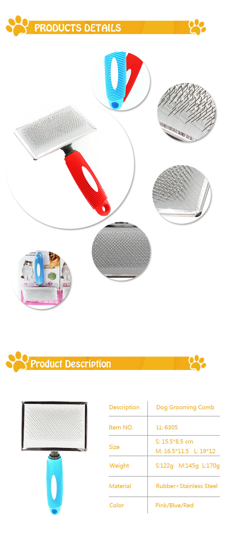 ROADREIGN - Factory Price Wholesale Dog Hair Grooming Comb Pet Brushes 9