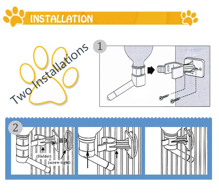 No Drip Pet Water Bottle Wire Cage Hanging Dispenser Waterer For Small Animals