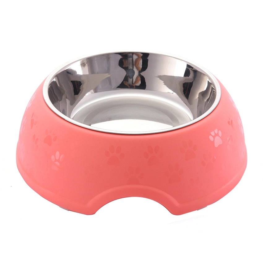 ROADREIGN - Stainless Steel Dog Bowl Non-Slip Plastic Mat Design Pet Feeder Bowl Pet Bowls 1