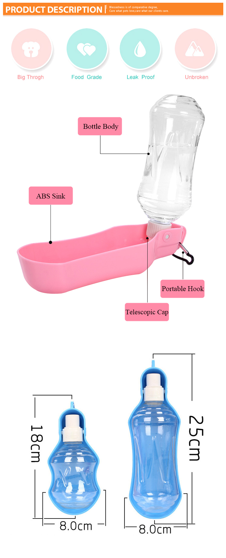 ROADREIGN - Wholesale Outdoor Plastic Pet Drinking Water Bottle Pet Drinking 3