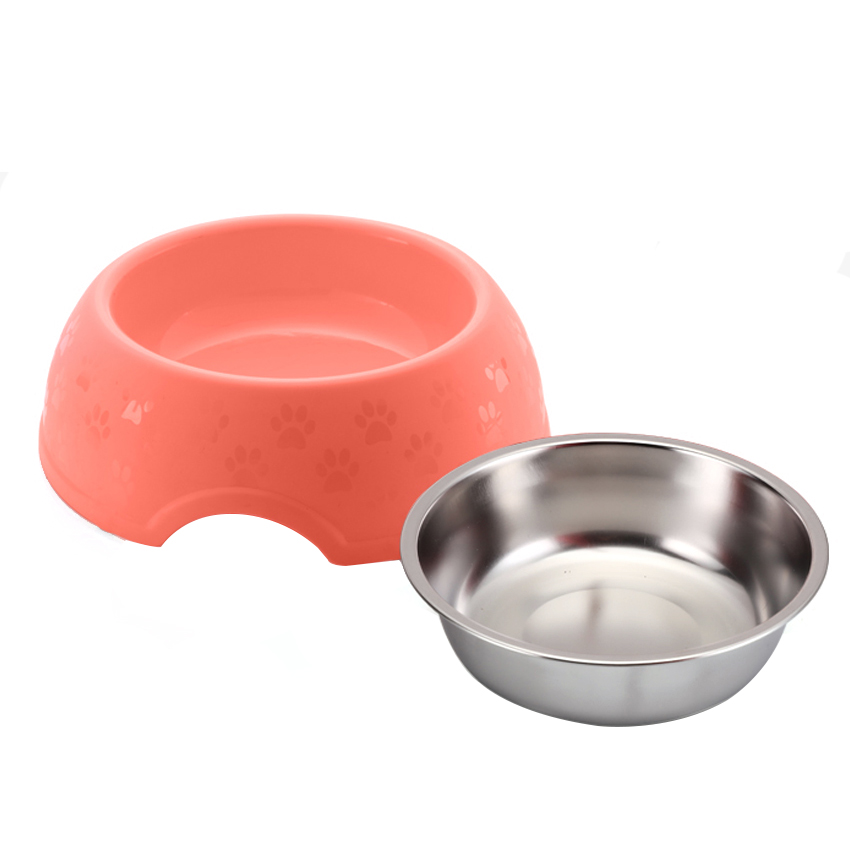 ROADREIGN - Stainless Steel Dog Bowl Non-Slip Plastic Mat Design Pet Feeder Bowl Pet Bowls 2
